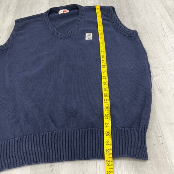 Vintage CBS News Olympics 3 Strikes Sleeveless V-Neck Knit Pullover Vest - Picture 6 of 6